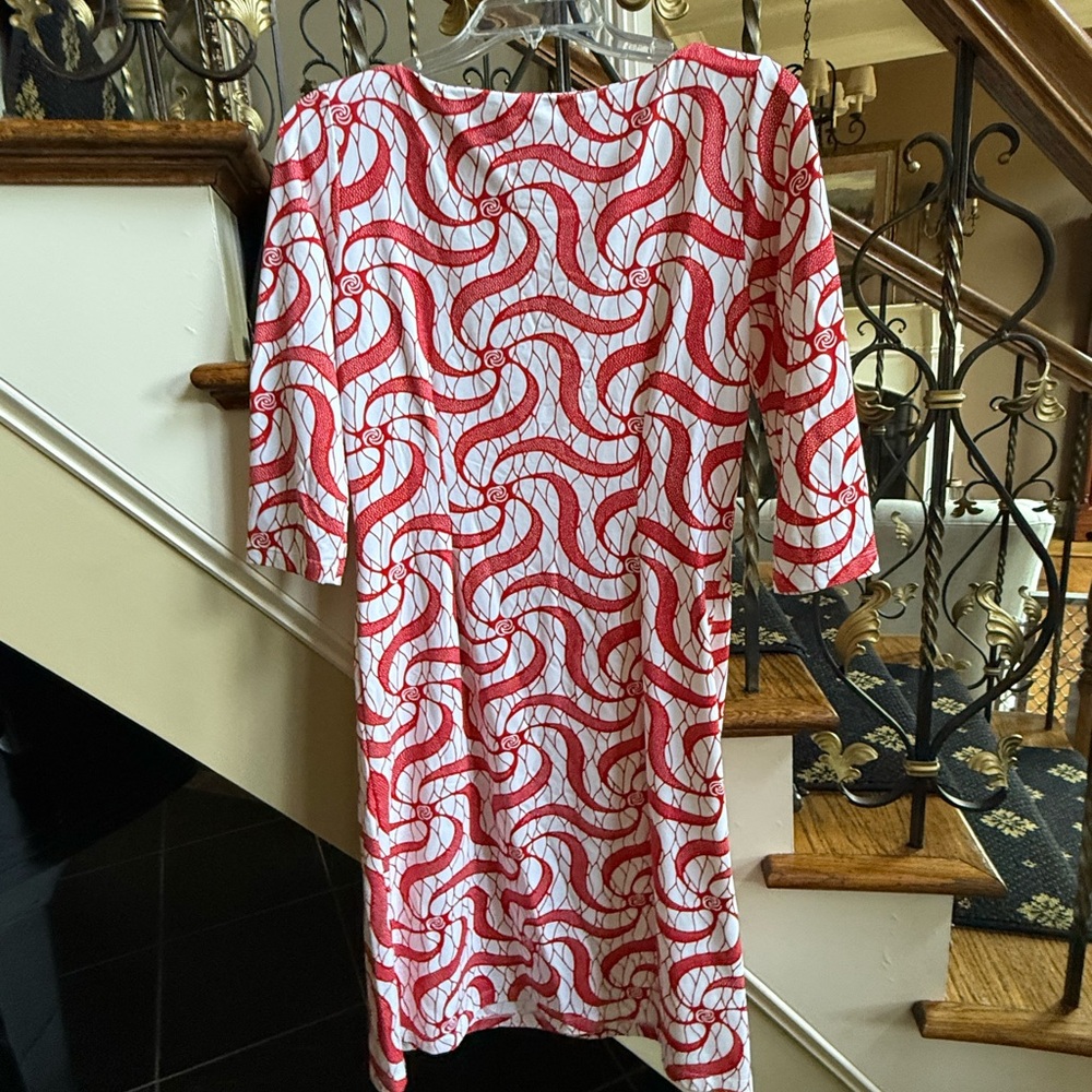 J. McLaughlin Red and White Swirl Print Dress - Picture 7 of 8